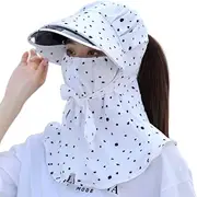 [FOllsy] Sunshade Hat Women's Summer Sunscreen Hat Anti Ultraviolet Sun Hat Sky Top Bicycle Cover Face Sun Hat Versatile Large Edge Cool Sun Hat-White||White