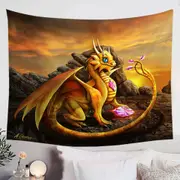 Cute Girly Golden Dragon Tapestry