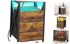 LED Nightstand with Charging Station, Smart End Side Table with 1 Rustic Brown