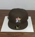 4UCAPS x New Era Houston Astros Travis Scott Mocha GITD Blue Brims Sz 7 5/8 New