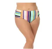 Terra & Sky Women's Plus Mid Rise Swim Bottom - Striped, Size 4X (28W-30W)