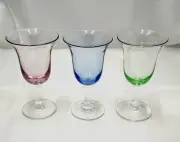 Crystal Colored Cordial Glasses set of 3 , never used, spectacular color!