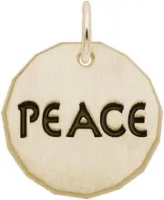Gold-Plated Sterling Silver Black Enamel Peace Charm Tag Charm by Rembrandt