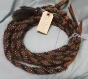 Mane Horsehair Split Reins w/ rawhide connectors-- 8 feet 3/8" dia. Pattern F16