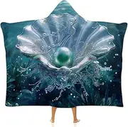 [Ausinbed] Shell Wearable Cloak Hooded Blanket Fleece Hooded Robe Cloak Arctic Velvet Warm Throw Quilt Poncho Soft Nap Blanket Novelty Blanket Air Conditioning Blanket,60"x80"