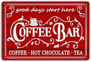 Hot Chocolate Tin Sign Home Coffee Corner Decor Items Vintage Coffee Bar Sign Kitchen Coffee Bar Wall Decor Coffee Metal Signs Tea Bar Accessories(8x12In)