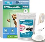 Yiko DTF Transfer Film Paper Set, 35 Sheets A4 Premium DTF Transfer Film Set - 300 g/16.6 oz White Digital DTF Powder for Direct-to-Film Printing on T-Shirts