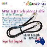 Short RJ12 6P6C Straight Through Flat Telephone Line Cord Cable -Modems Phones B