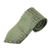 Mens Silver With Olive Green Maze Patterned 8Cm Neck Tie