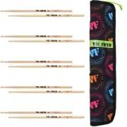 Vic Firth Essential Stick Bag with 5 Pack of 5A Drumsticks - Neon