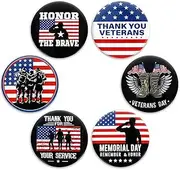 [Whaline] 42Pcs Veteran Lapel Pins Patriotic American Flag Button Pins Memorial Day Pins July 4th Party Favor Decors for Men Women Patriotic Accessories Costume Independence Day Decorations, 1.7 Inch, Metal, no gemstone