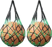 Net Bag 2PCS Black Green Nylon Single Ball Mesh Bag Carrier for Volleyball Basketball Football Soccer