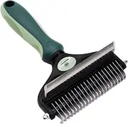 HS Primemart Pet Grooming Brush, 2 in 1 Dematting Tool & Deshedding Comb for Undercoat Rake Matts Tangle and Knot Removing. Safe & Comfortable for Short to Long Hair of Dogs & Cats.