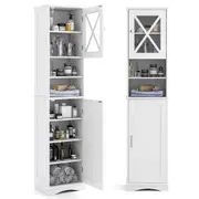 Giantex Bathroom Cabinet Storage Cupboard Kitchen Pantry Cabinet Freestanding White