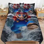 a1573 Super Mario Duvet Cover Set, 3 Piece Bedding Set 86x70" Double Sided Printing Decorative Comforter Cover Set (1 Duvet Cover + 2 Pillow Shams)" j