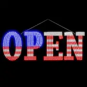 USA Flag 40"x14" Extra Large LED Open Signs for Business, Unique Design Super...