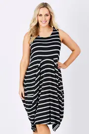 The Sleeveless Stripe Tulip Dress--BIRDK-258