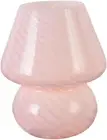 Glass Mushroom Bedside Table Lamp, Vintage Style Striped Small Nightstand Light