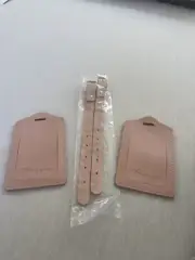 TWO Travelambo Genuine Leather Luggage Bag Tags SOFT BABY PINK