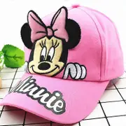 Kids Girls Baseball Cap Cartoon Minnie Mouse Outdoor Snapback Sun Hat Pink
