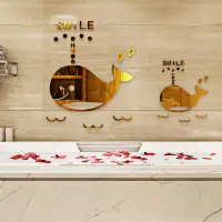 在飛比找樂天市場購物網優惠-亞克力墻貼 3d立體卡通鯨魚 浴室衛生間防水瓷磚補洞 裝飾品