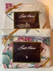 Bill Blass Double Full Sheet Flat Fitted NEW Vintage Floral Festival Blue