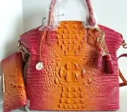 Brahmin Large Duxbury Dome Satchel Passion Fruit Leather Bag+Wallet+Tassel NWT