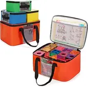 Rexmica 4 Pack Magnetic Tiles Storage Bag, Multifunction Toy Storage Organizer Bag, Magnetic Tiles Travel Bag Case with Visible Top for Magnet Building Tiles, Board Game, Puzzle, Car Toy