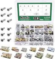 Keadic 183Pcs 11 Sizes SAE Auto U Nut Clips and Screw Bolts Assortment Kit 1# to 11# Universal Car Clips Fasteners for Automotive Trucks Bumper Dash Door Panel Interior Trim