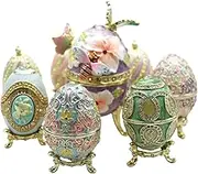 Utgdf Metal Craft Purple Butterfly Egg Music Box with Sankyo 18-Note with 7 Pieces Samll Egg Trinket Box Home Decor Birthday Gift