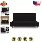 Soft Elastic Futon Cover – 100% Waterproof Protector for Armless Sofas in Black