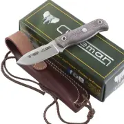 Cudeman Sanabria Mini Bushcraft Fixed Knife Brown Jute Handle Drop Point Blade
