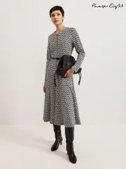 Phase Eight Black Eleni Circle Jacquard Midi Dress (AL8771) | $173