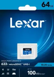 Lexar 64GB MicroSDXC MicroSD Class 10 UHS-I High-Performance 633x 100MB/s Mobile