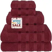 Bath Towel Set Premium Quality [Pack of 6] 100% Combed Cotton 600 GSM, Super Soft & Absorbent Fingertip Towels 2 Bath Towels, 2 Hand Towels, 2 Washcloths - [Worth $72.99] Bordeaux