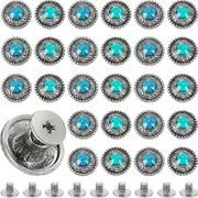 20 Sets Conchos for Leather 2 Colors Alloy Engraving Decorative Buttons Metal Screw Back Button Retro Leather Screw Rivets Imitation Turquoise Round S