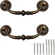 140mm Drawer Pulls Handle Swing Rings Vintage Antique Cupboard Cabinet Knobs Universal Copper Brass Handles for Kitchen Batchroom Bedroom Wardrobe, Barss, Pack of 2