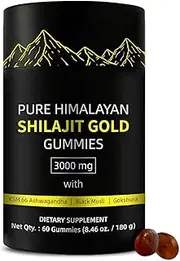 Shilajit Gummies | Pure Himalayan Shilajit Gummies Gold | Lab Tested I No Added Sugar | Ashwagandha,Gokshura | Fulvic Acid & 85+ Trace Minerals for Men,Women Non-GMO 60 Gummy Shilajit