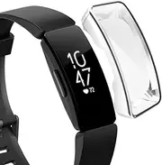 Screen Protector intended for Fitbit Inspire HR Case, Full Cover Electroplating TPU Silicone All Round Protective Inspire Hr Accessories Frame Scratched Resistant Protective Cover Case intended for Inspire Hr& Inspire Fitness Tracker (Silver)