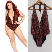 City Chic Sz 16 Gidget Animal Print One Piece Bather NEW W Tags