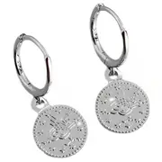 ANYCO Earrings Sterling Silver Vintage Luxury Round Coin Hanging Stud For Women Girl Teen Fashion Stylish Accessories Jewelry Gifts