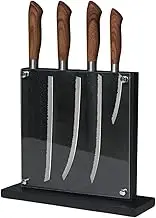 Magnetic Knife Block with Acrylic Shield 26*24 cm, XICEN Double Side Kitchen Knife Holder without Knives- Acacia Wood Universal Knife Storage Organizer with Powerful Magnet for Kitchen Counter (Black)
