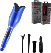 Automatic Hair curler Curling Iron with Tourmaline Ceramic Heater and LED Digital Mini Portable Curler Air Curling Wand Bluewithbox