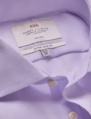 Hawes & Curtis Non-Iron Lilac & White Extra Slim Shirt | Windsor Collar Size: 15.5" collar, 34" sleeve