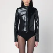 [Courrèges] Shiny Black Zip Jacket 38 FR Black