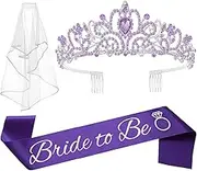 Bachelorette Party Decorations Bridal Shower Crown, Bride to Be Sash&Veil for Women Bachelorette Party Gifts