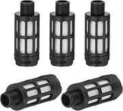 uxcell Pneumatic Muffler G 1/8, 5 Pack Plastic Air Compressor Exhaust Muffler Filters Air Solenoid Valve Muffler Fitting for Automation Pneumatic Equipment, Black