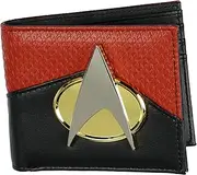 [INTIMO] Star Trek The Next Generation Metal Command Badge Bi-Fold Wallet with ID Window Card Slots and Bill Sleeve, Multicolor