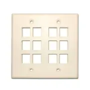 Skywalker 12-Port Double-Gang Keystone Wall Plate (Ivory)