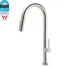 KYLINS Brushed Nickel Round Pull Out 2-Mode Spout Kitchen Sink Tap Laundry Mixer